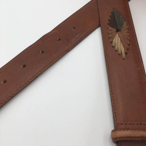 Aztec Boho Brown Leather Belt - Picture 4 of 7